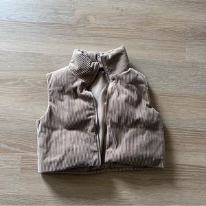 Soft brown corded cropped vest